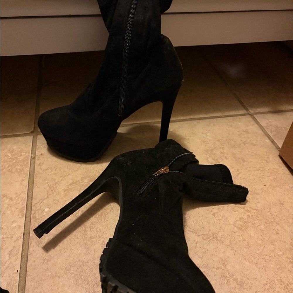 Dolls Kill Black Suede Stiletto Ankle Boots